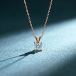 1.05CTW Princess Cut Lab Grown Diamond Solitaire Pendant Necklace Rose Gold