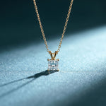 1.05CTW Princess Cut Lab Grown Diamond Solitaire Pendant Necklace Gold