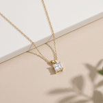 1.05CTW Princess Cut Lab Grown Diamond Solitaire Pendant Necklace Gold