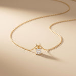 1.05CTW Princess Cut Lab Grown Diamond Solitaire Pendant Necklace Gold