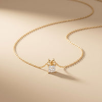 1.05CTW Princess Cut Lab Grown Diamond Solitaire Pendant Necklace Gold