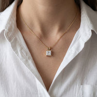 1.05CTW Princess Cut Lab Grown Diamond Solitaire Pendant Necklace Gold