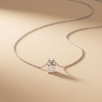 1.05CTW Princess Cut Lab Grown Diamond Solitaire Pendant Necklace White 