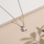 1.05CTW Princess Cut Lab Grown Diamond Solitaire Pendant Necklace White 