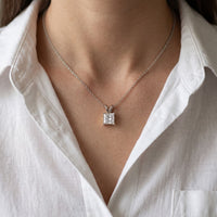 1.05CTW Princess Cut Lab Grown Diamond Solitaire Pendant Necklace White 
