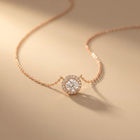2.40CTW Round Cut Lab Grown Diamond Halo Solitaire Pendant Necklace Rose Gold