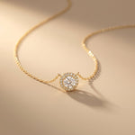 2.40CTW Round Cut Lab Grown Diamond Halo Solitaire Pendant Necklace Gold