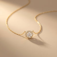 2.40CTW Round Cut Lab Grown Diamond Halo Solitaire Pendant Necklace Gold