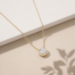 2.40CTW Round Cut Lab Grown Diamond Halo Solitaire Pendant Necklace Gold