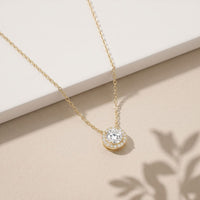 2.40CTW Round Cut Lab Grown Diamond Halo Solitaire Pendant Necklace Gold