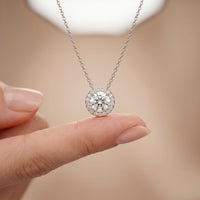 2.40CTW Round Cut Lab Grown Diamond Halo Solitaire Pendant Necklace White