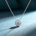 2.40CTW Round Cut Lab Grown Diamond Halo Solitaire Pendant Necklace White