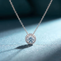 2.40CTW Round Cut Lab Grown Diamond Halo Solitaire Pendant Necklace White