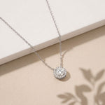 2.40CTW Round Cut Lab Grown Diamond Halo Solitaire Pendant Necklace White