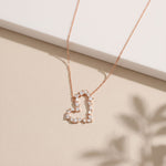 1.95CTW Mixed Cut Lab Grown Diamond Open Heart Pendant Necklace Rose Gold
