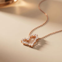 1.95CTW Mixed Cut Lab Grown Diamond Open Heart Pendant Necklace Rose Gold