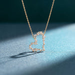 1.95CTW Mixed Cut Lab Grown Diamond Open Heart Pendant Necklace Gold