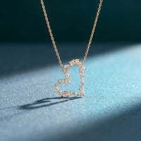 1.95CTW Mixed Cut Lab Grown Diamond Open Heart Pendant Necklace Gold