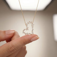 1.95CTW Mixed Cut Lab Grown Diamond Open Heart Pendant Necklace Gold