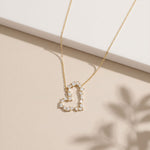 1.95CTW Mixed Cut Lab Grown Diamond Open Heart Pendant Necklace Gold