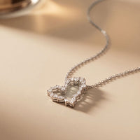 1.95CTW Mixed Cut Lab Grown Diamond Open Heart Pendant Necklace White