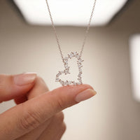 1.95CTW Mixed Cut Lab Grown Diamond Open Heart Pendant Necklace White