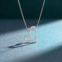 1.95CTW Mixed Cut Lab Grown Diamond Open Heart Pendant Necklace White