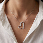 1.95CTW Mixed Cut Lab Grown Diamond Open Heart Pendant Necklace White