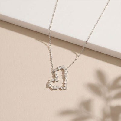 1.95CTW Mixed Cut Lab Grown Diamond Open Heart Pendant Necklace