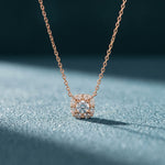 1.60CTW Cushion & Pear Cut Lab Grown Diamond Cluster Pendant Necklace Rose Gold