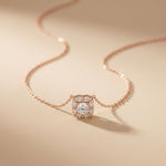 1.60CTW Cushion & Pear Cut Lab Grown Diamond Cluster Pendant Necklace Rose Gold