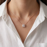 1.60CTW Cushion & Pear Cut Lab Grown Diamond Cluster Pendant Necklace Rose Gold