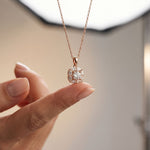 1.60CTW Cushion & Pear Cut Lab Grown Diamond Cluster Pendant Necklace Rose Gold