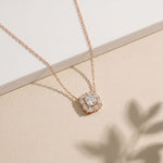 1.60CTW Cushion & Pear Cut Lab Grown Diamond Cluster Pendant Necklace Rose Gold