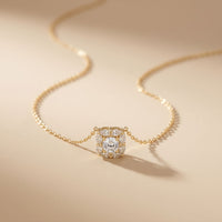 1.60CTW Cushion & Pear Cut Lab Grown Diamond Cluster Pendant Necklace Gold