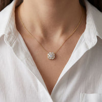 1.60CTW Cushion & Pear Cut Lab Grown Diamond Cluster Pendant Necklace Gold