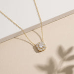 1.60CTW Cushion & Pear Cut Lab Grown Diamond Cluster Pendant Necklace Gold