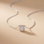 1.60CTW Cushion & Pear Cut Lab Grown Diamond Cluster Pendant Necklace White