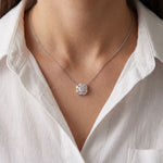 1.60CTW Cushion & Pear Cut Lab Grown Diamond Cluster Pendant Necklace White