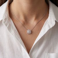 1.60CTW Cushion & Pear Cut Lab Grown Diamond Cluster Pendant Necklace White