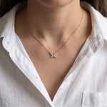 0.25CTW Round Cut Lab Grown Diamond Butterfly Pendant Necklace Rose Gold