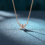 0.25CTW Round Cut Lab Grown Diamond Butterfly Pendant Necklace Rose Gold