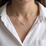 0.25CTW Round Cut Lab Grown Diamond Butterfly Pendant Necklace Gold