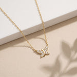 0.25CTW Round Cut Lab Grown Diamond Butterfly Pendant Necklace Gold