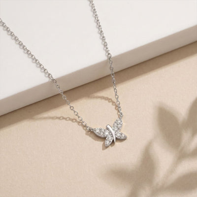 0.25CTW Round Cut Lab Grown Diamond Butterfly Pendant Necklace