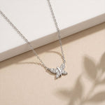 0.25CTW Round Cut Lab Grown Diamond Butterfly Pendant Necklace White