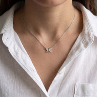 0.25CTW Round Cut Lab Grown Diamond Butterfly Pendant Necklace White