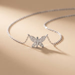 0.25CTW Round Cut Lab Grown Diamond Butterfly Pendant Necklace White