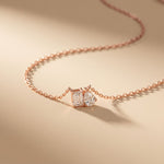 0.95CTW Emerald & Pear Cut Lab Grown Diamond Two Stone Pendant Necklace Rose Gold