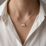 0.95CTW Emerald & Pear Cut Lab Grown Diamond Two Stone Pendant Necklace Rose Gold